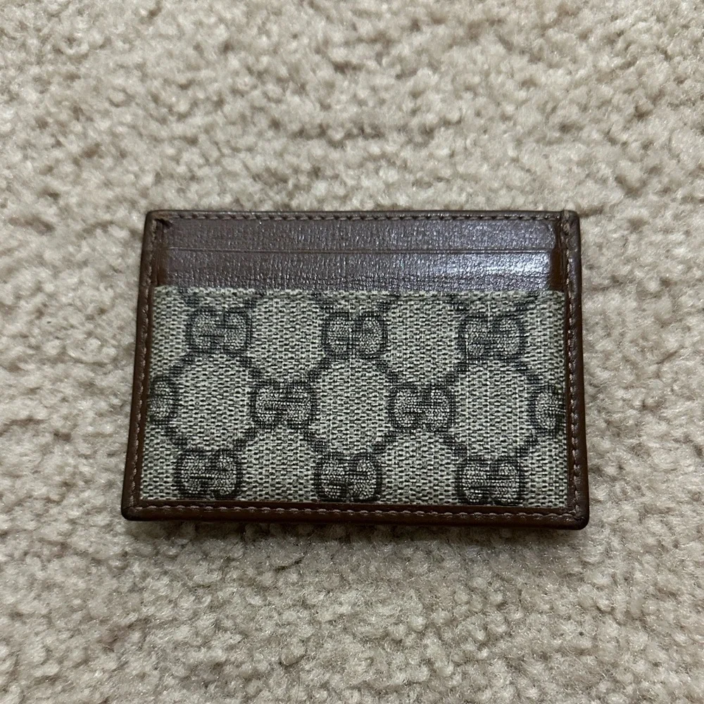 Gucci 678002 GG Supreme Business Card Holder Brown and Gray Monogram - Picture 3 of 8